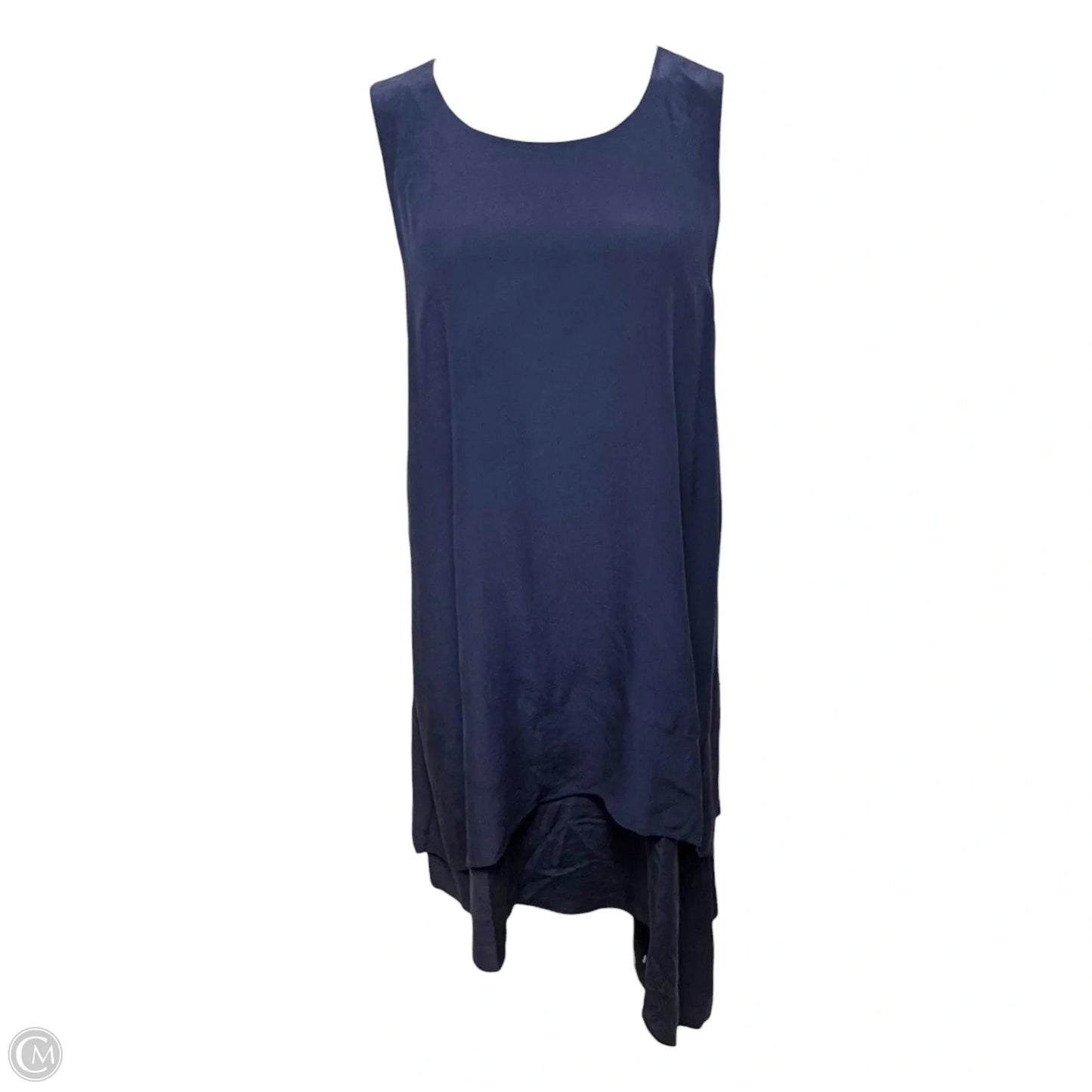 Asymmetrical Silk Dress Casual Midi By Eileen Fisher In Navy, Size: Xl