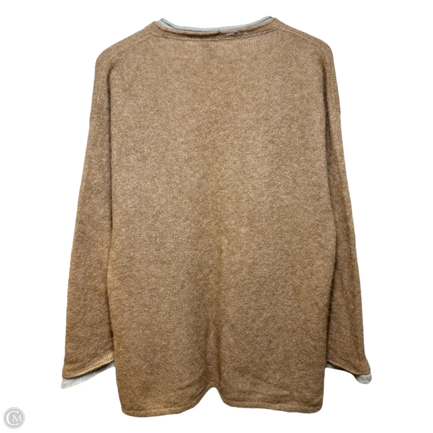 Vintage Cashmere Layered Sweater Cardigan Luxury Designer By Burberry In Taupe & Grey, Size: 14 (46)