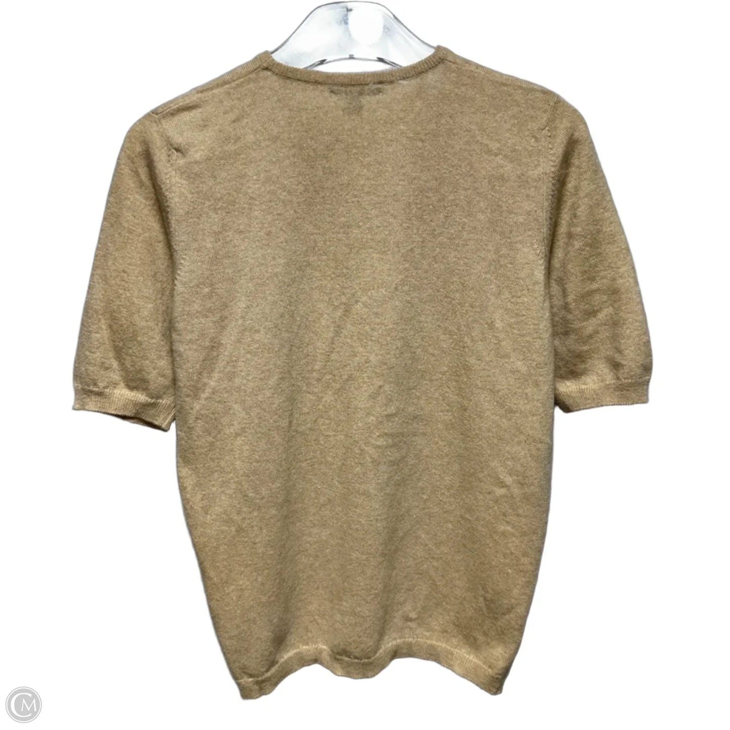 100% Cashmere Short Sleeve Sweater Luxury Designer By Burberry In Tan, Size: L
