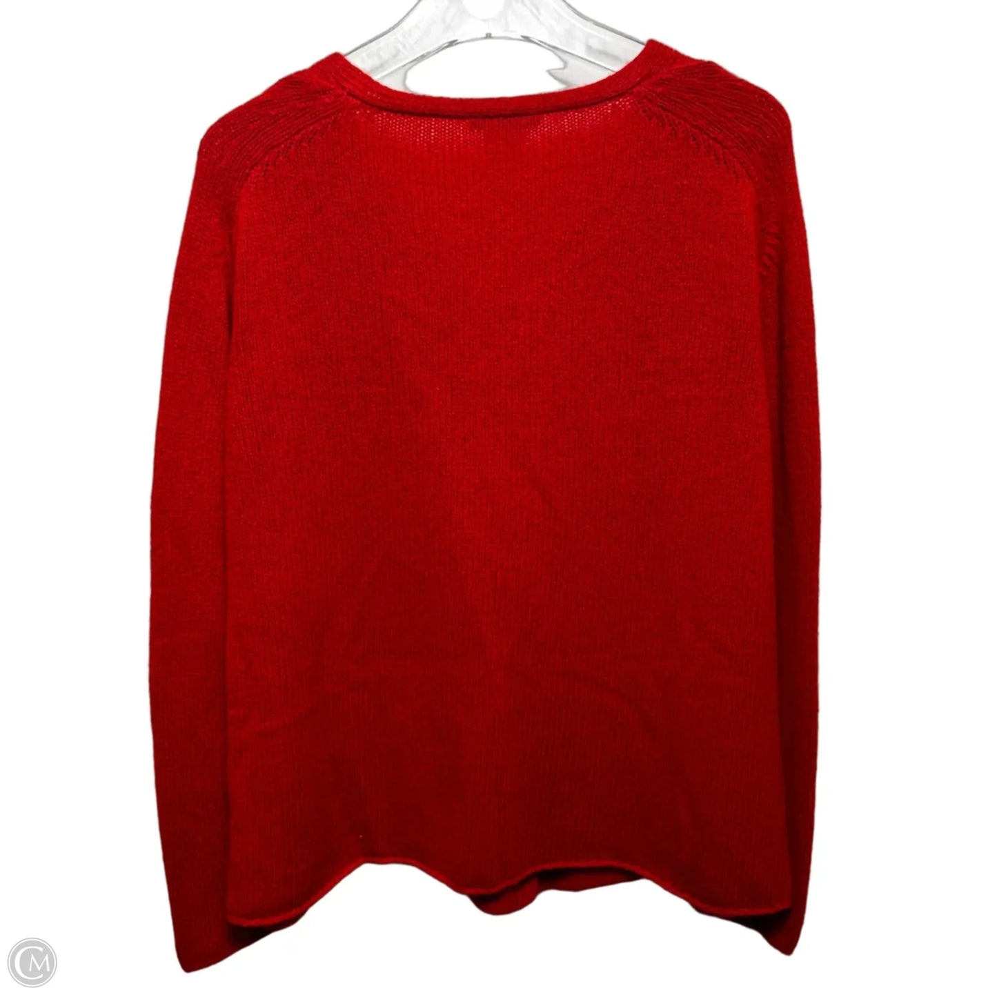 Vintage 100% Cashmere Sweater Cardigan Luxury Designer By Burberry In Red, Size: 14 (46)