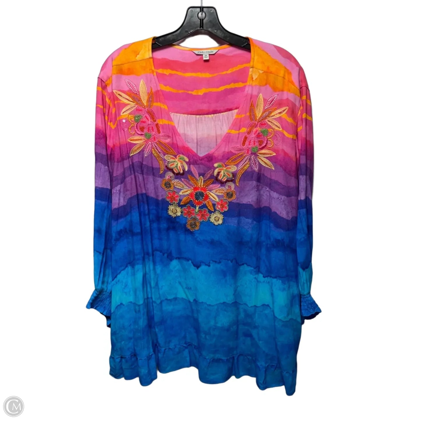 Tunic 3/4 Sleeve By John Mark In Tie Dye Print, Size: 3x