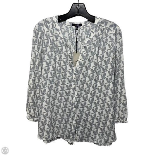 Pintuck Blouse By Not Your Daughters Jeans In Cream & Grey Birds, Size: M