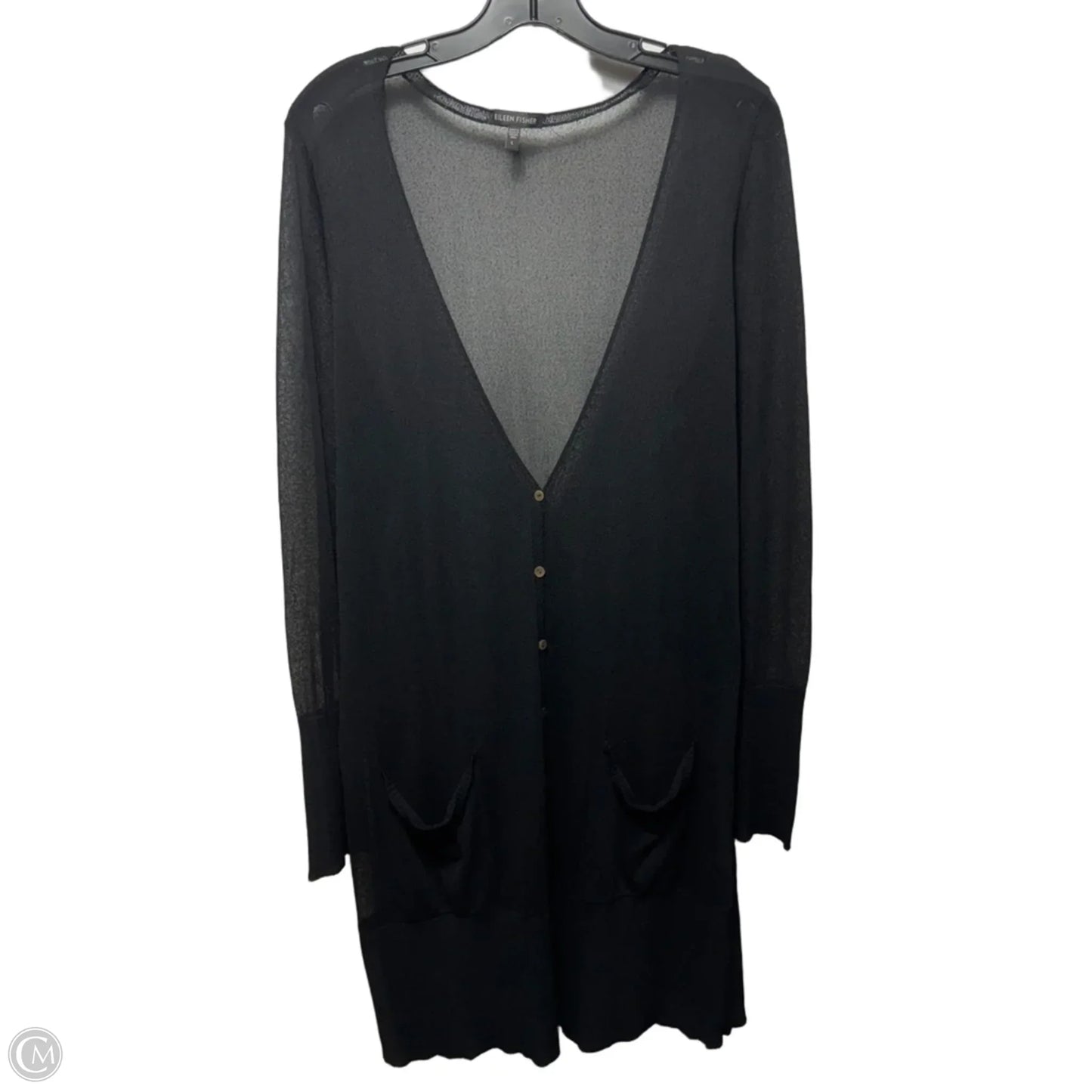 Sheer Sweater Cardigan By Eileen Fisher In Black, Size: L