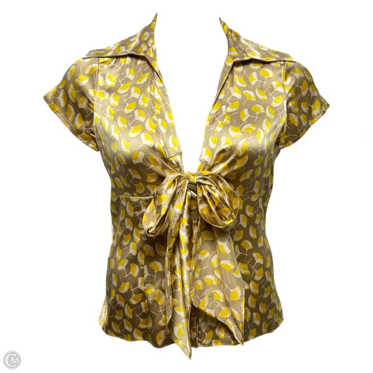Vespa Gingko Blouse Designer By Diane Von Furstenberg In Tan & Yellow, Size: 8