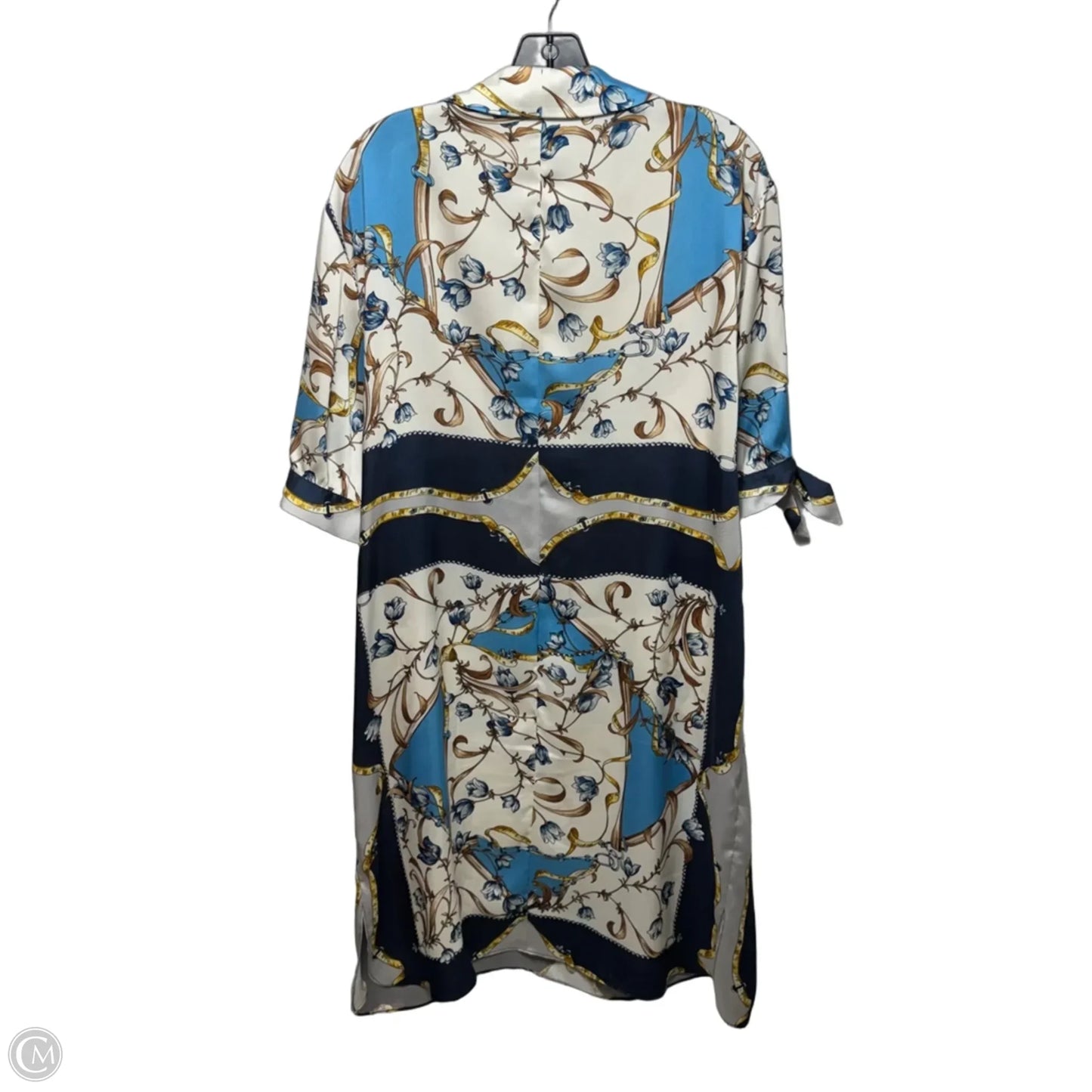 Dress Casual Midi By Rickie Freeman & Teri Jon In Blue & Cream, Size: 16