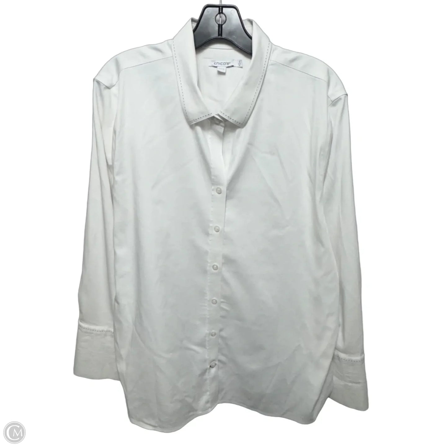 Top Long Sleeve By Chicos In White, Size: 16