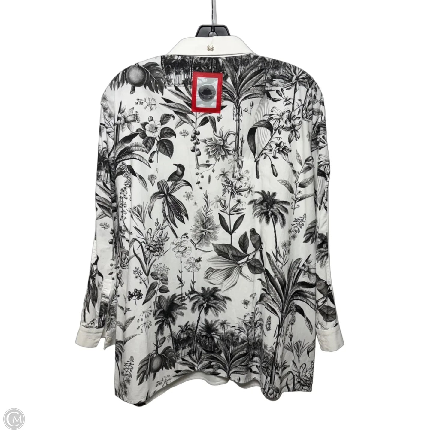 Top Long Sleeve By Marina Rinaldi In Black & White, Size: L ESTIMATED