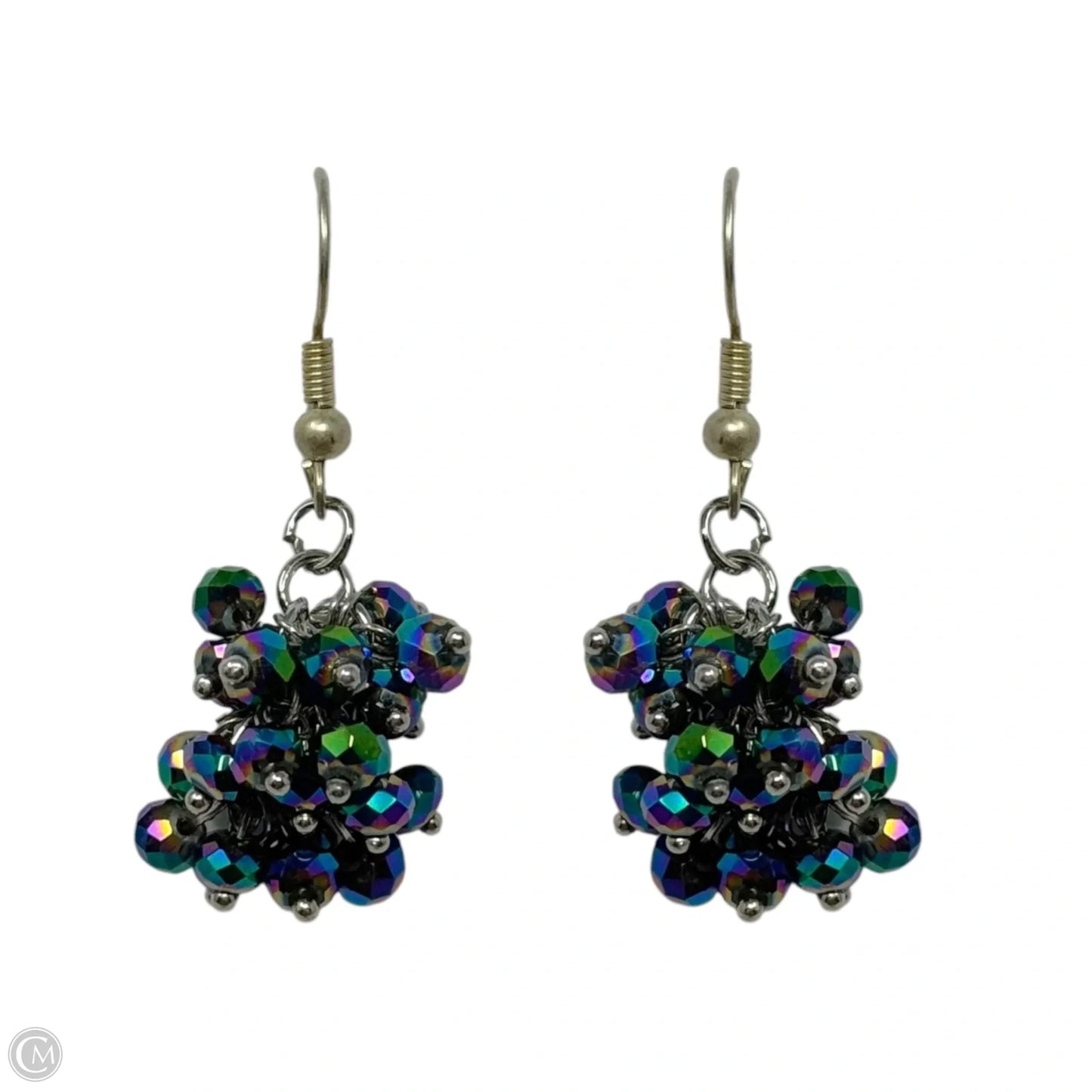 Iridescent Bead Cluster Dangle Earrings