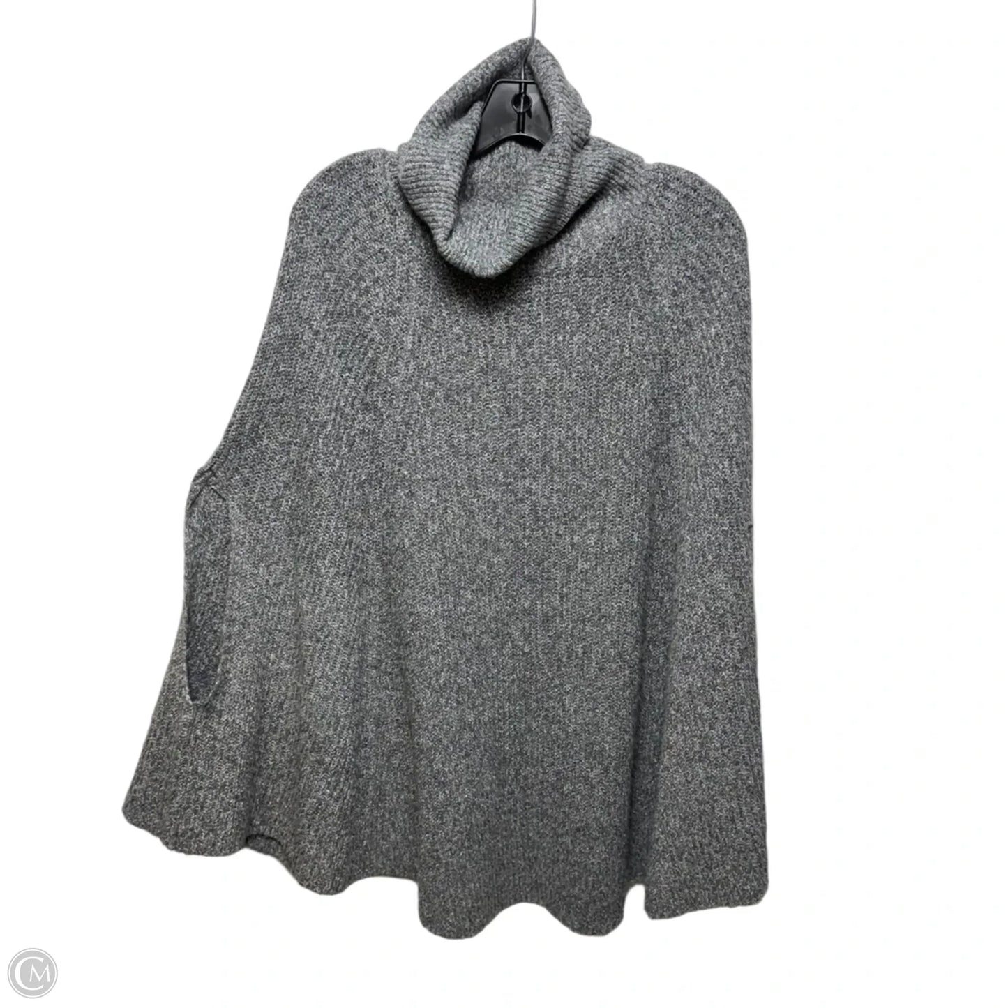 Chunky Turtleneck Poncho Sweater By Kirundo In Grey, Size: XL