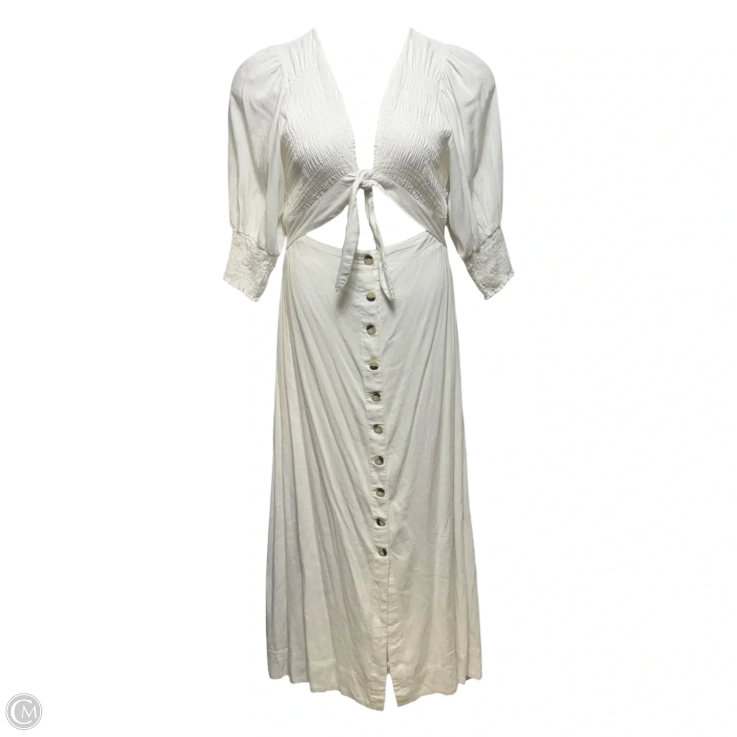 Smocked Front Tie Dress Casual Maxi By Free People In White, Size: M