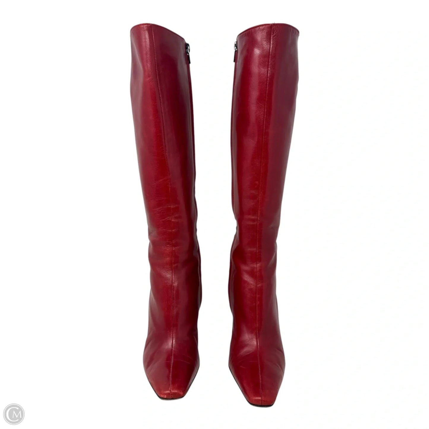 Leather Boots Knee Heels By Robert Clergerie In Red, Size: 7