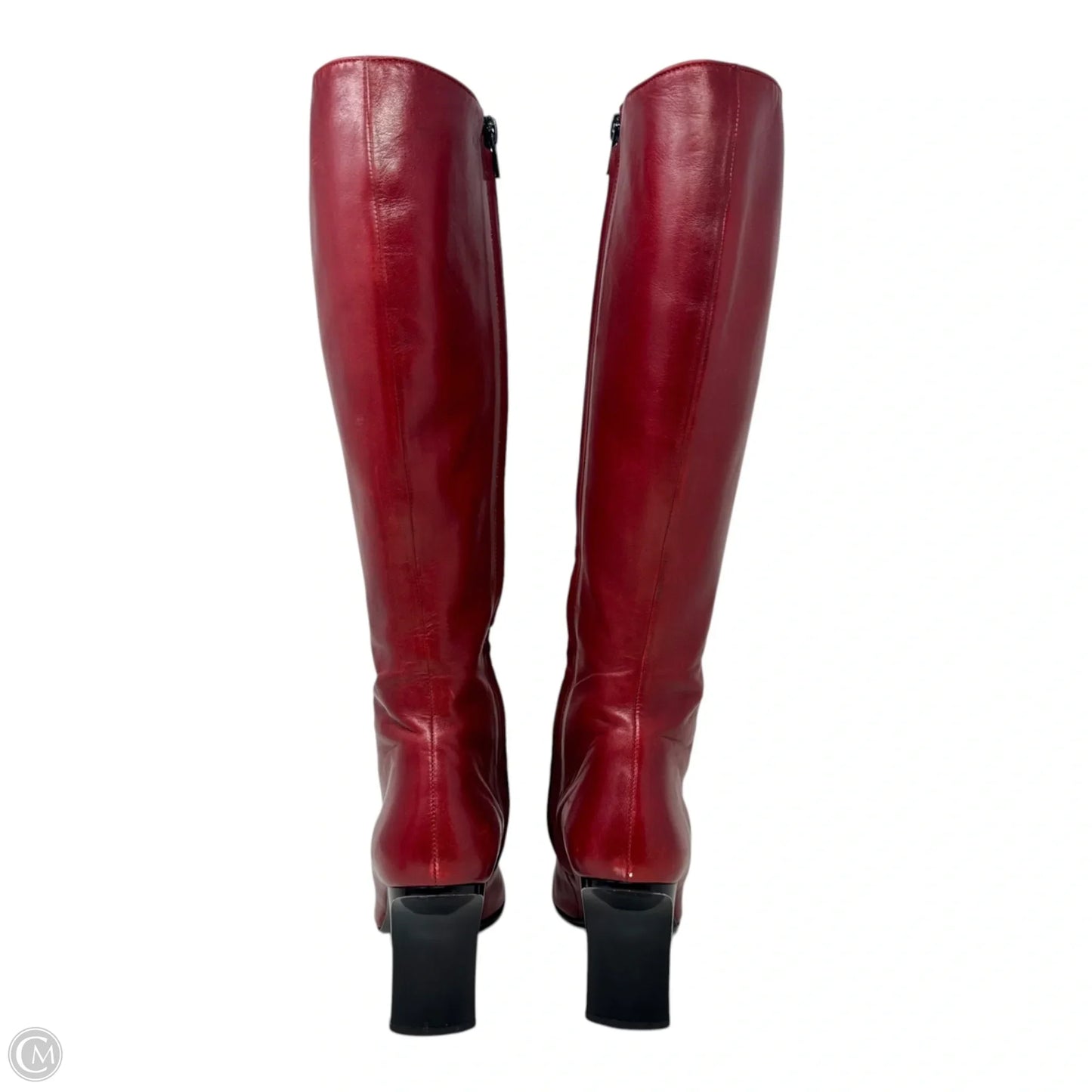 Leather Boots Knee Heels By Robert Clergerie In Red, Size: 7