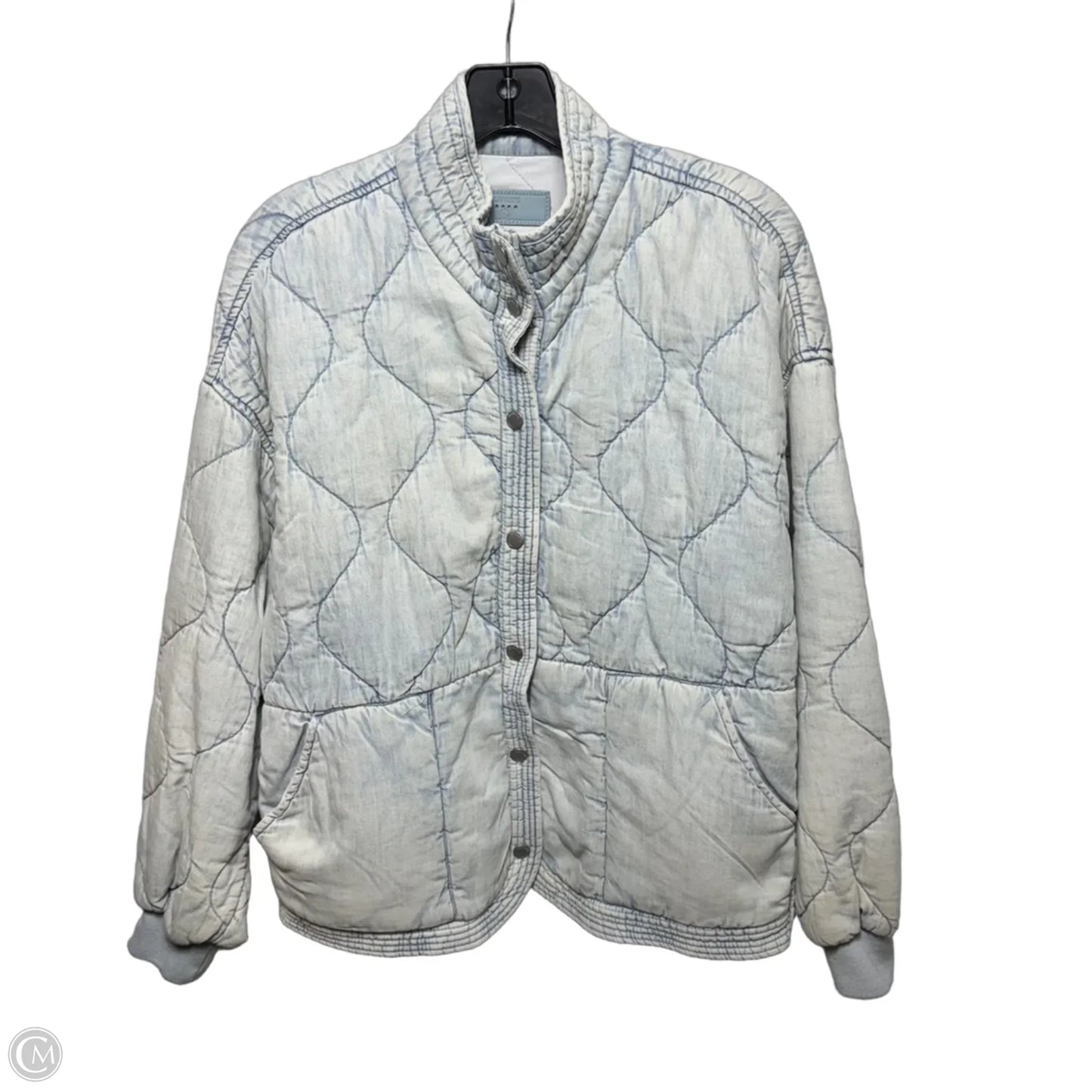Jacket Puffer & Quilted By Blanknyc In Bleach Faded Blue Denim, Size: L