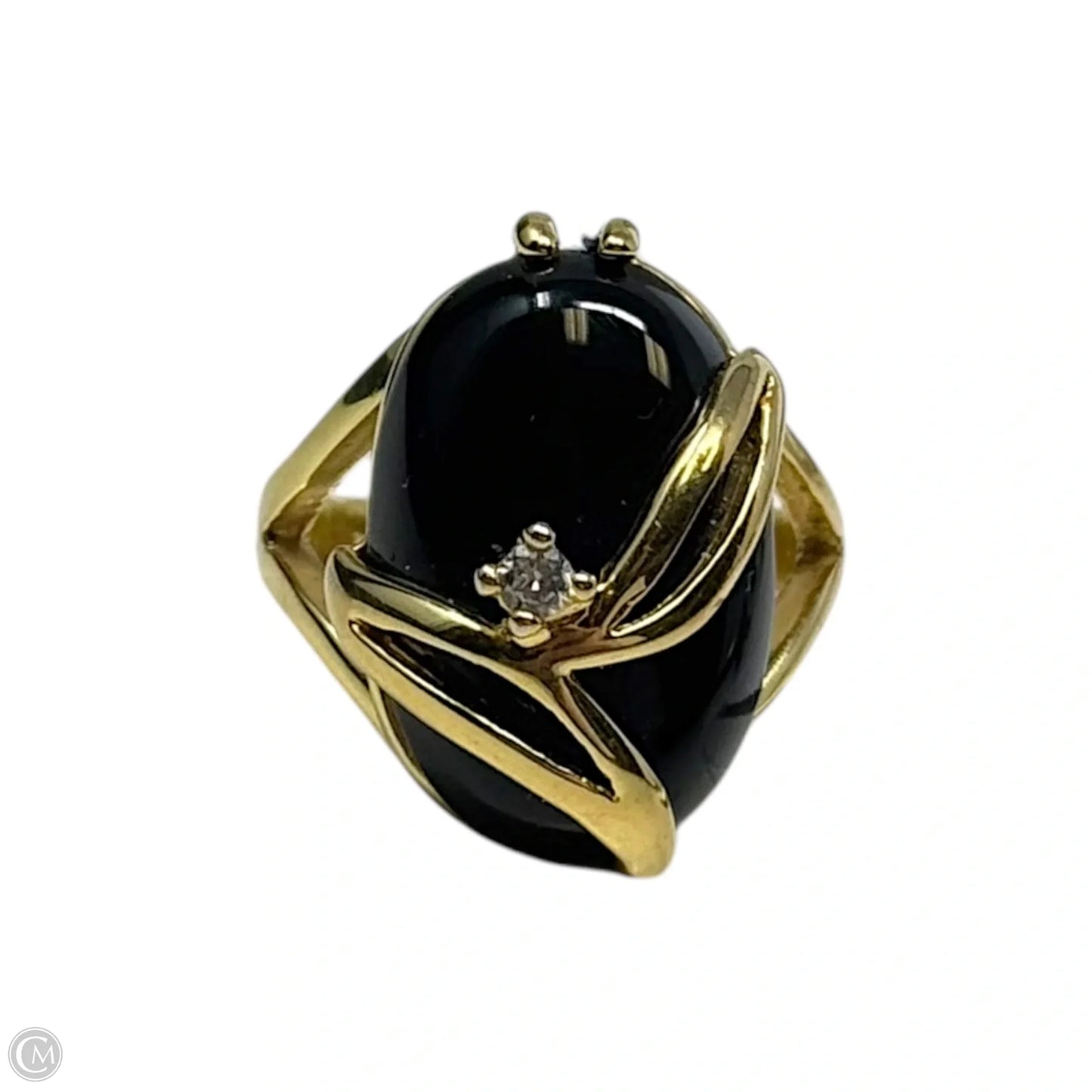 Black Oval Cocktail Ring Statement By Seta, Size: 7
