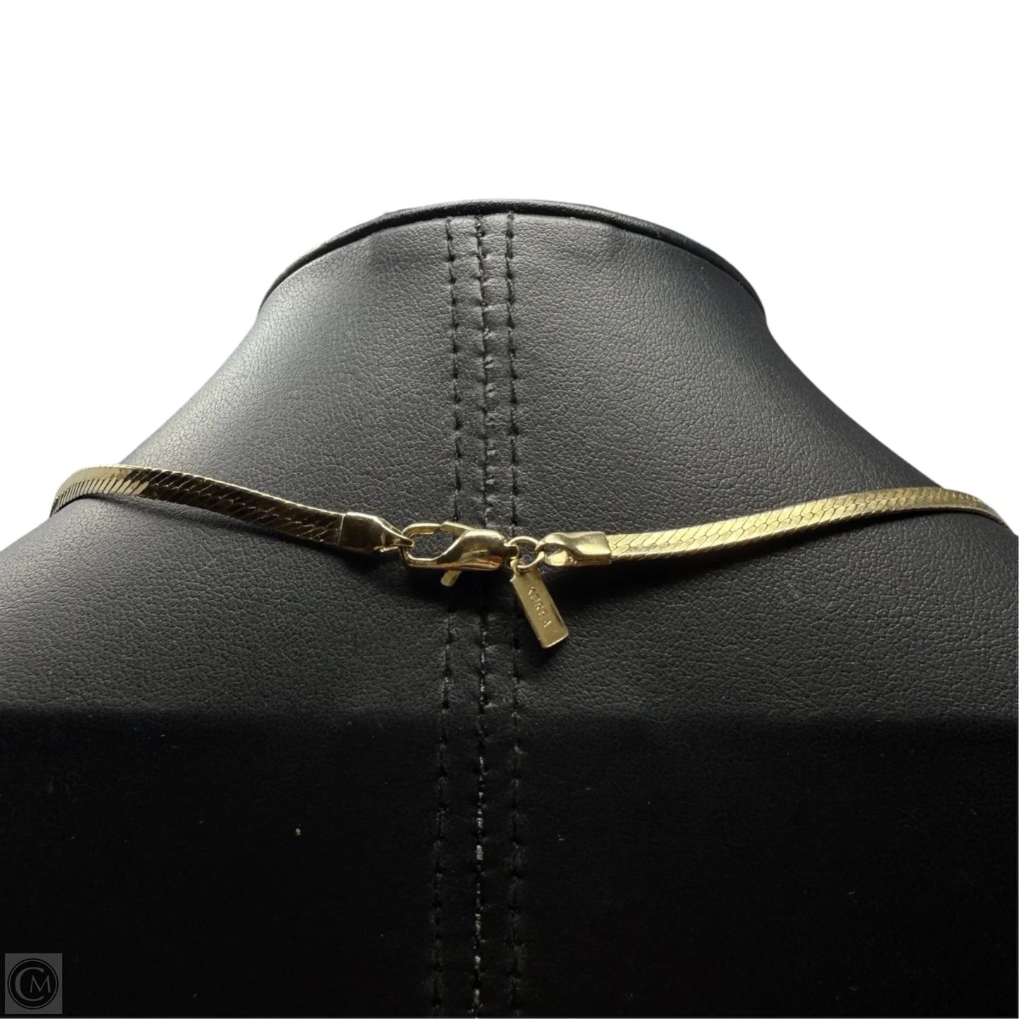 Gold Tone Herringbone Chain Necklace