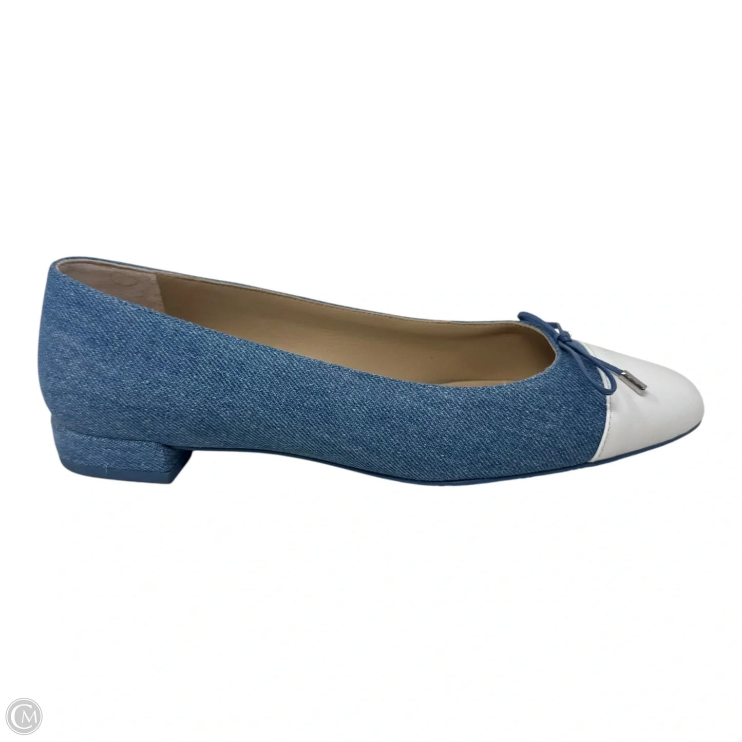 Cap Toe Denim Block Heel Shoes Designer By Stuart Weitzman In Blue Denim, Size: 8.5