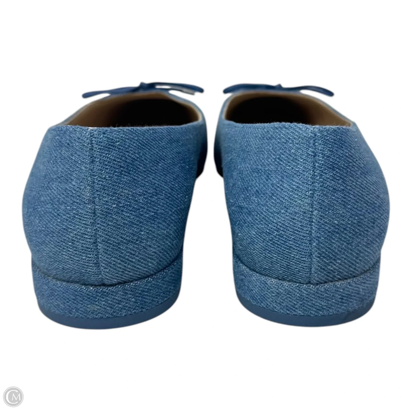 Cap Toe Denim Block Heel Shoes Designer By Stuart Weitzman In Blue Denim, Size: 8.5
