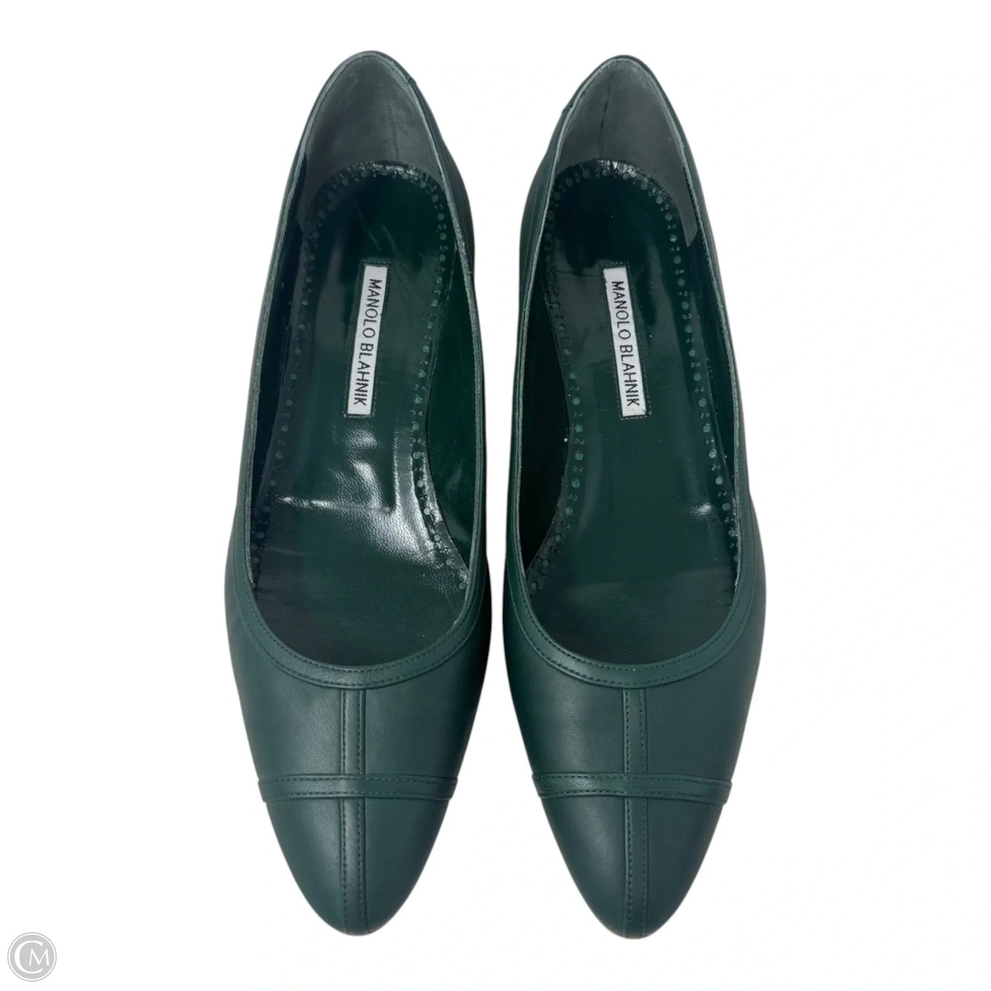 Lusilapla Block Heel Shoes Luxury Designer By Manolo Blahnik In Green, Size: 39.5