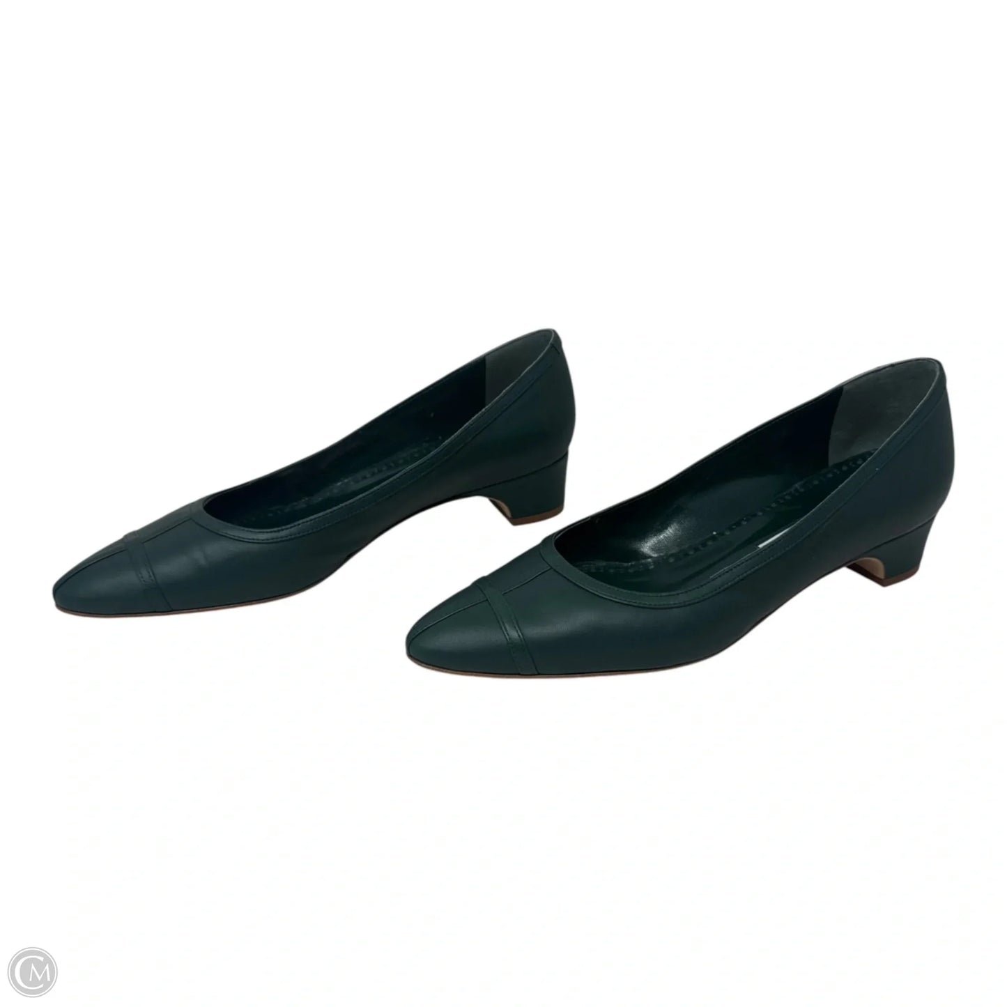 Lusilapla Block Heel Shoes Luxury Designer By Manolo Blahnik In Green, Size: 39.5
