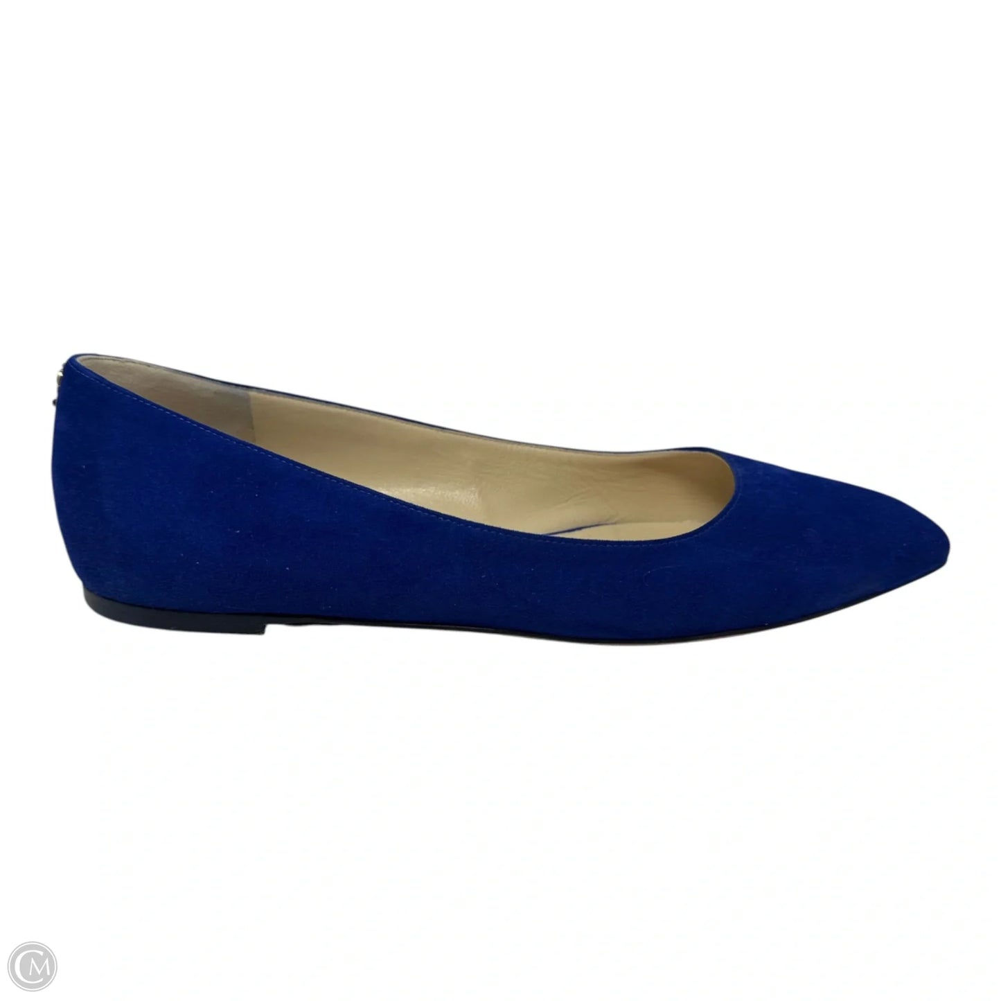 Suede Square Toe Flats Shoes Luxury Designer By Jimmy Choo In Blue, Size: 38.5