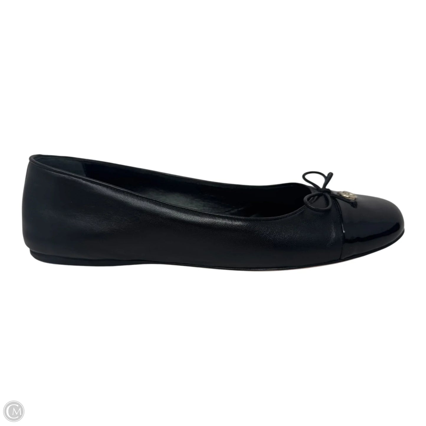 Marmont Cap Toe Leather Ballet Flats Shoes Luxury Designer By Gucci In Black, Size: 39