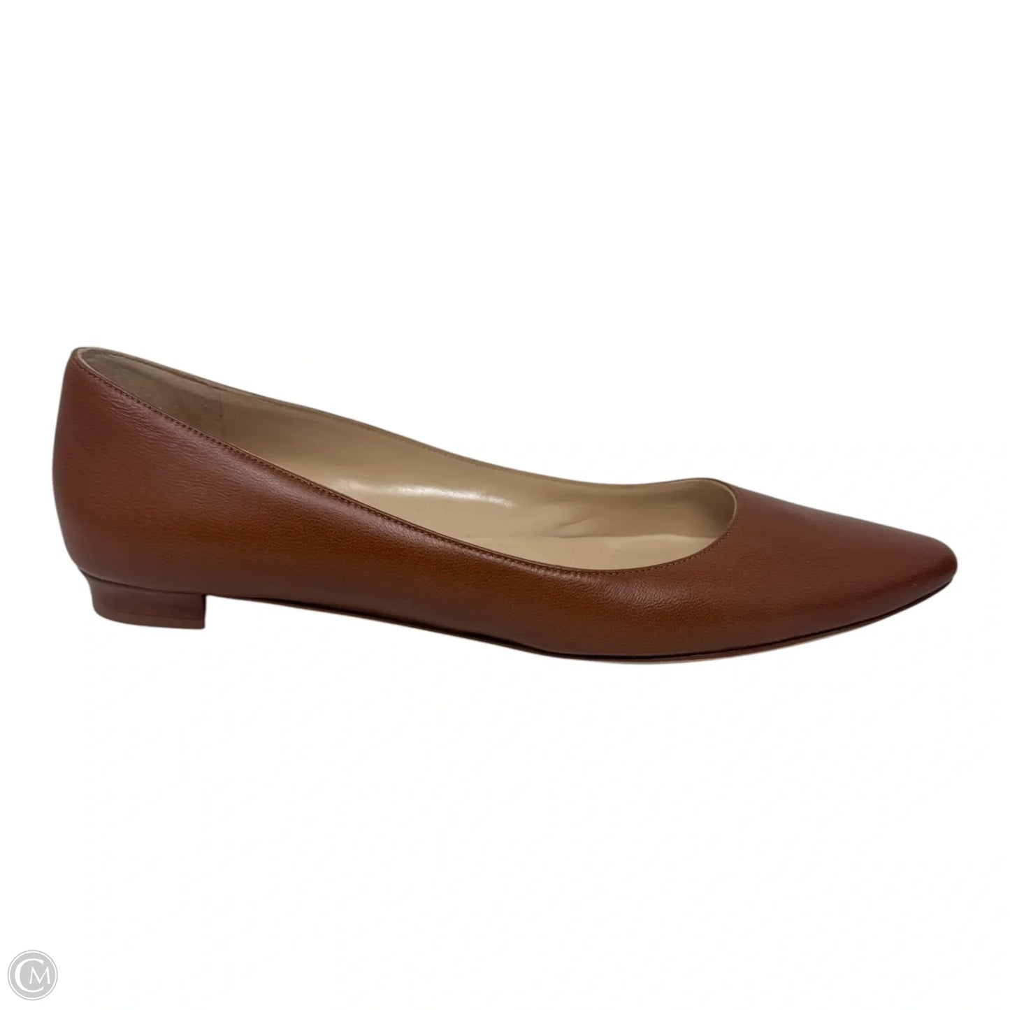 Lanza BB Leather Ballerina Flat Shoes Luxury Designer By Manolo Blahnik In Tan, Size: 39.5