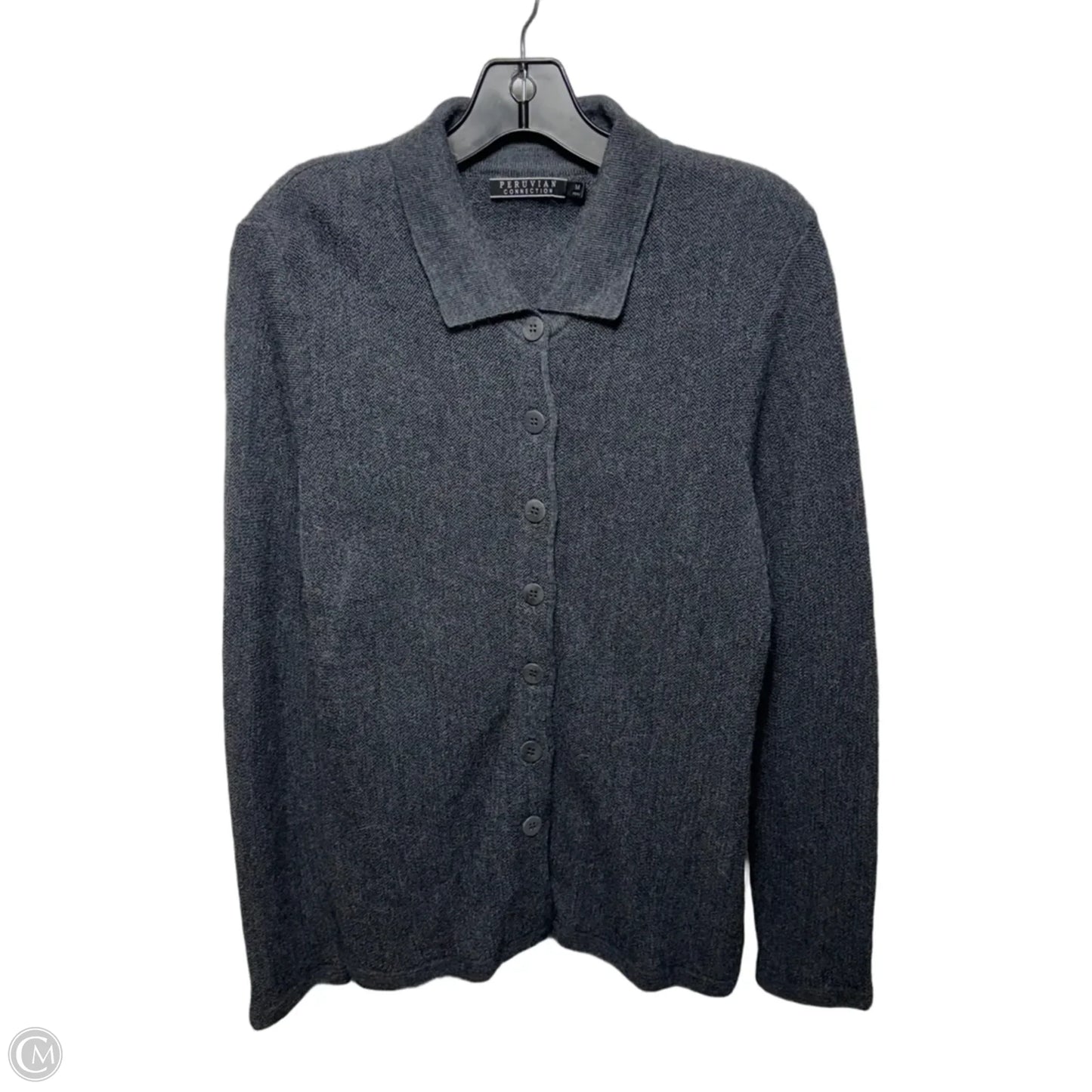Alpaca Sweater Cardigan By Peruvian Connection In Grey, Size: M