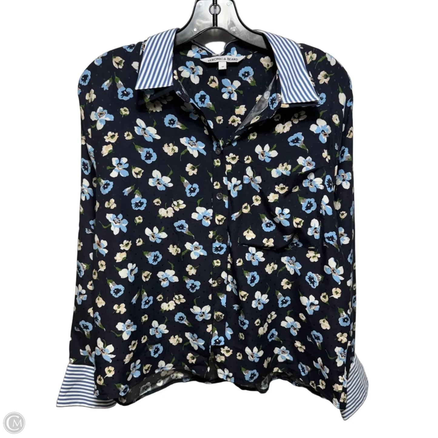 Silk Blend Top Long Sleeve By Veronica Beard In Floral Print, Size: 10