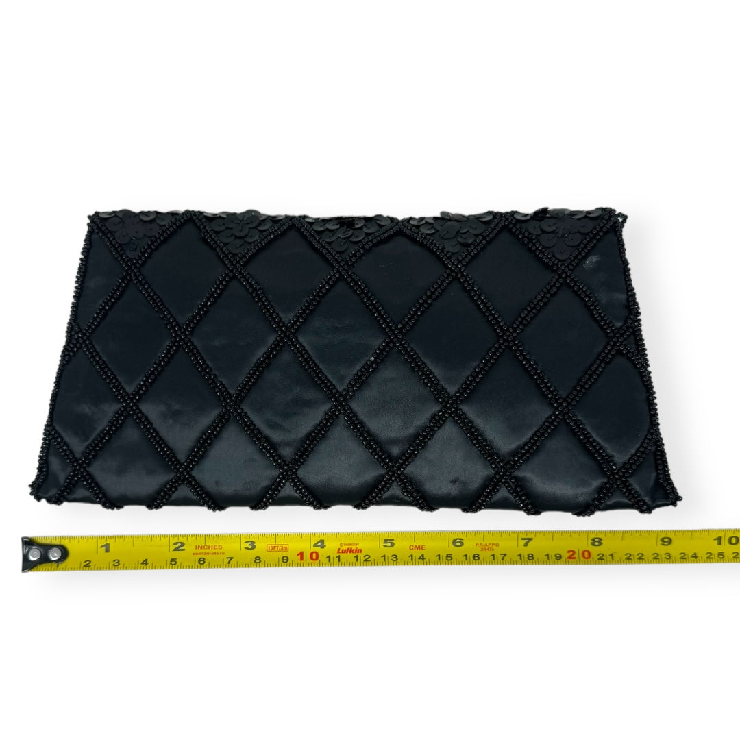 Small Black Sequin Beaded Clutch  Size: Small