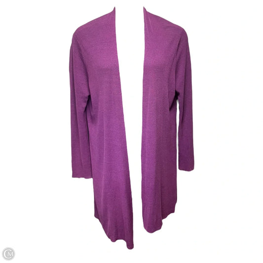 Sweater Cardigan By Eileen Fisher In Purple, Size: Xl