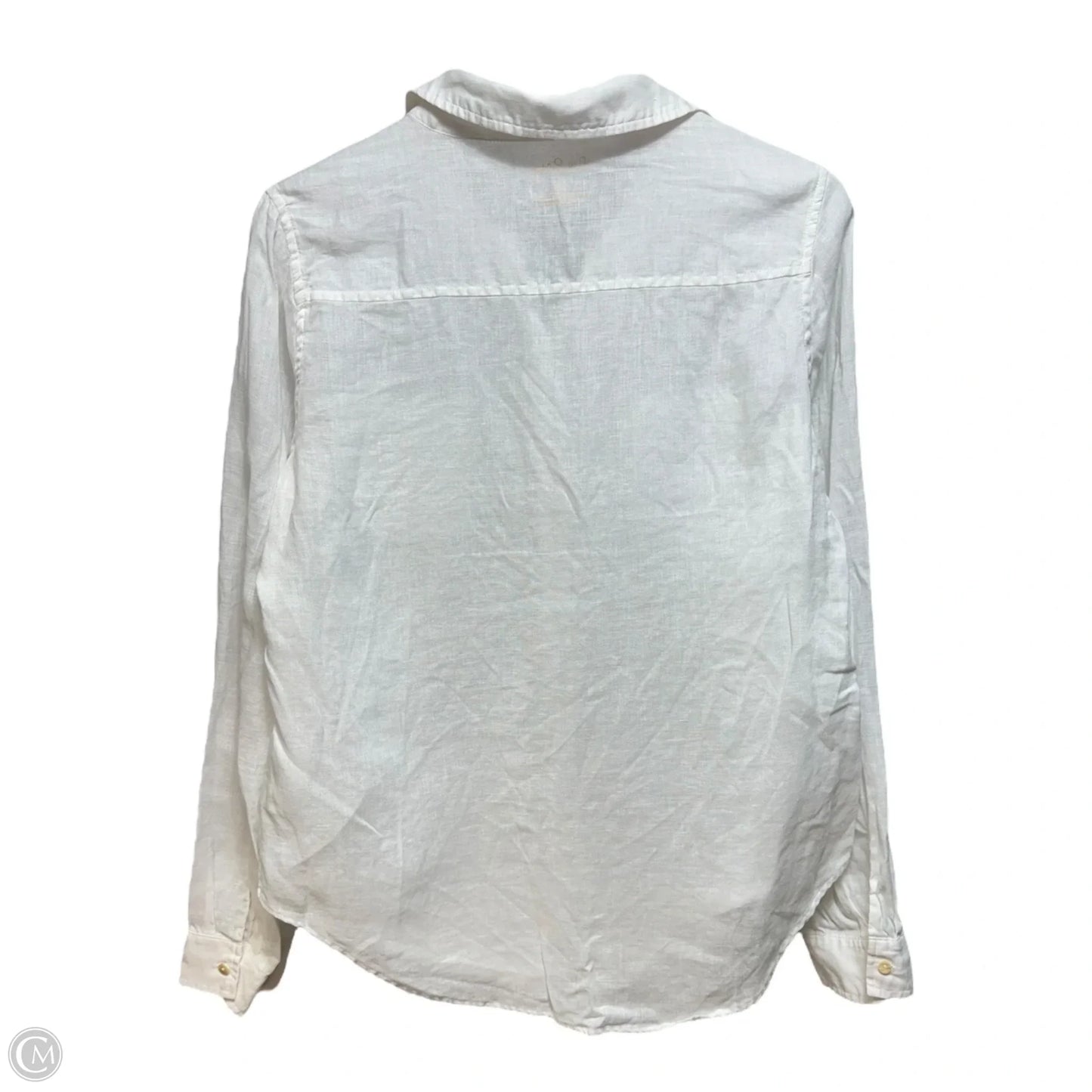 Sea View Linen Button Down Top Designer By Lilly Pulitzer In White, Size: S