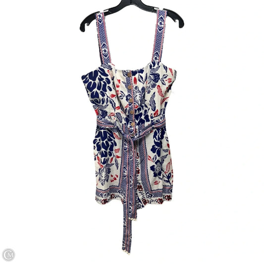 Linen Blend Romper By Rachel Zoe In Floral Print, Size: 12
