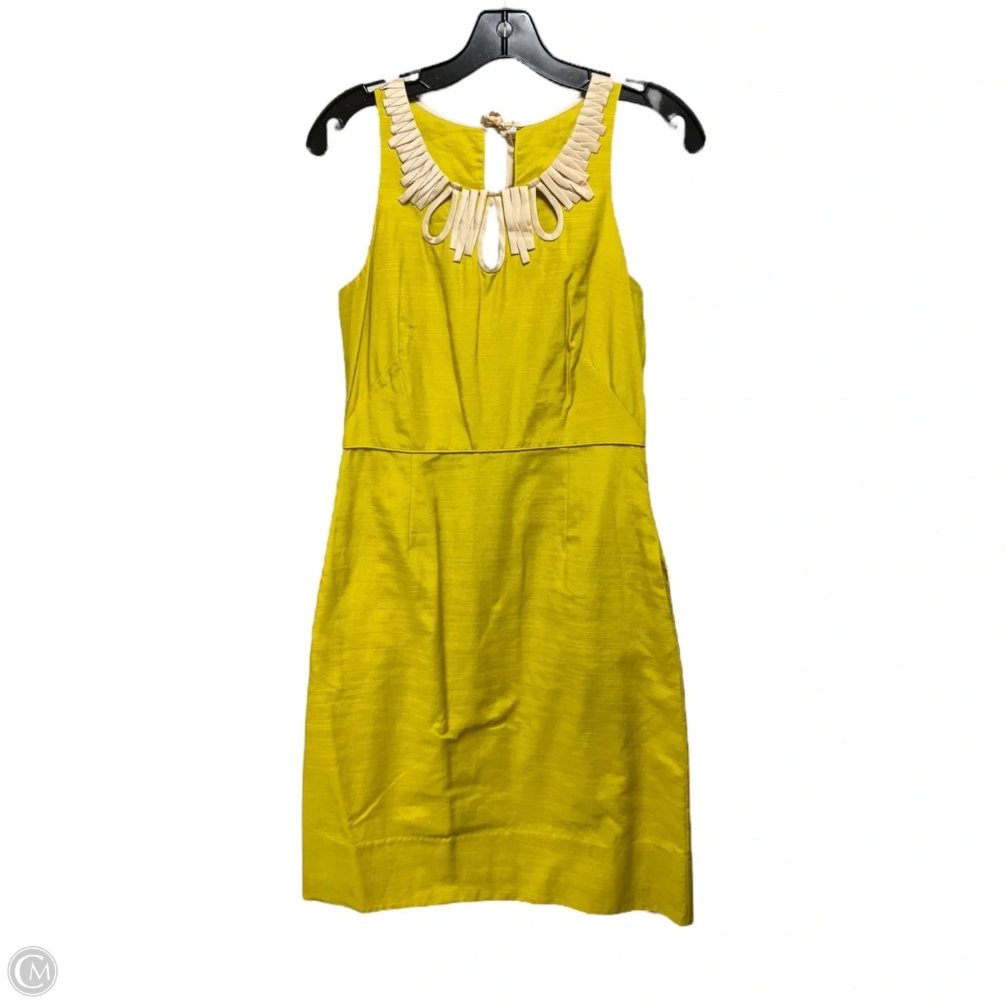 Cotton-Silk Blend Dress Casual Midi By J. Crew In Cream & Yellow, Size: 2