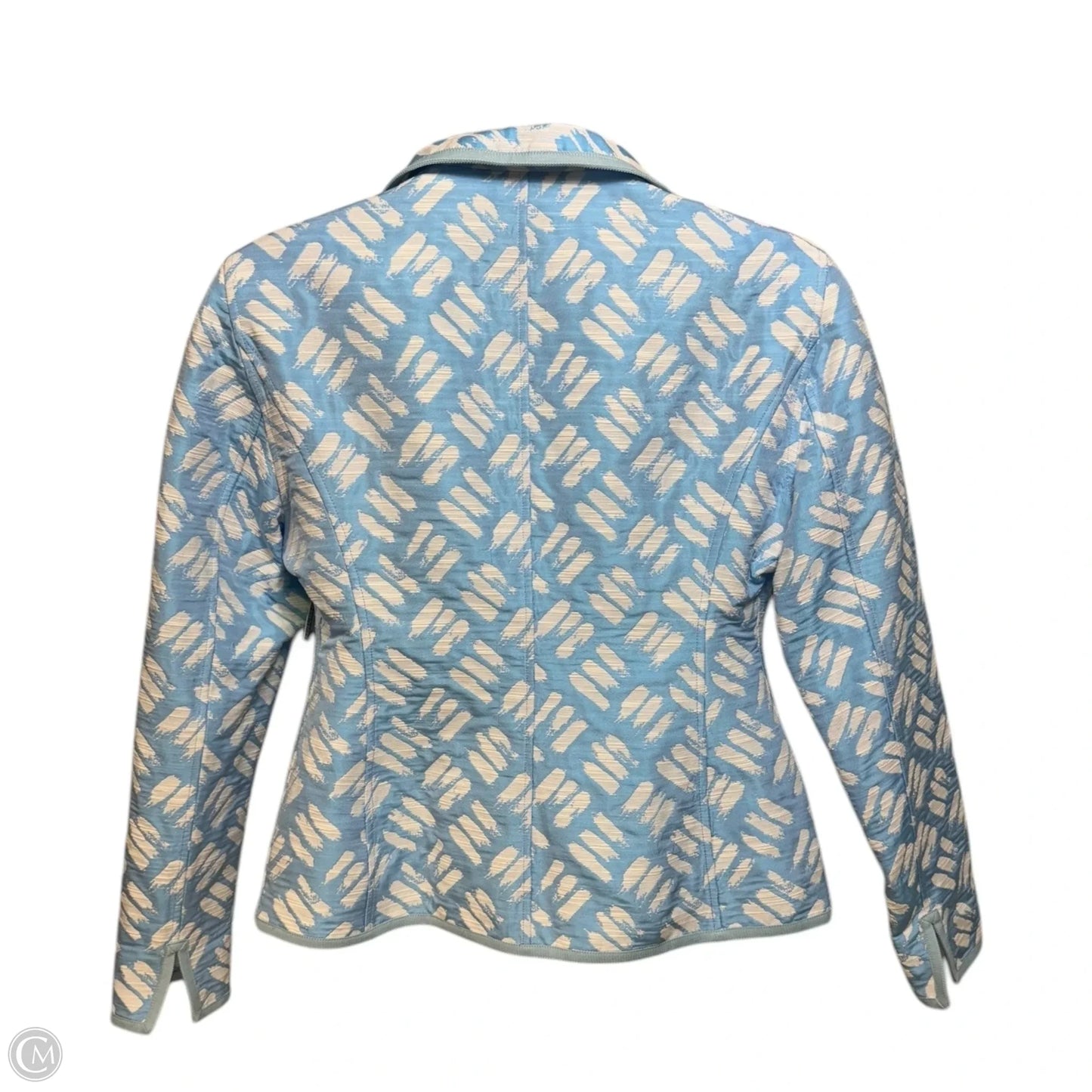 Jacquard Suzanne Blazer By Nina Mclemore In Blue & White, Size: 18