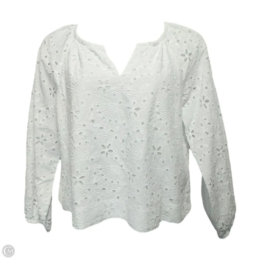 Maisha Seashell Eyelet Notch Blouse Designer By Lilly Pulitzer In White, Size: M