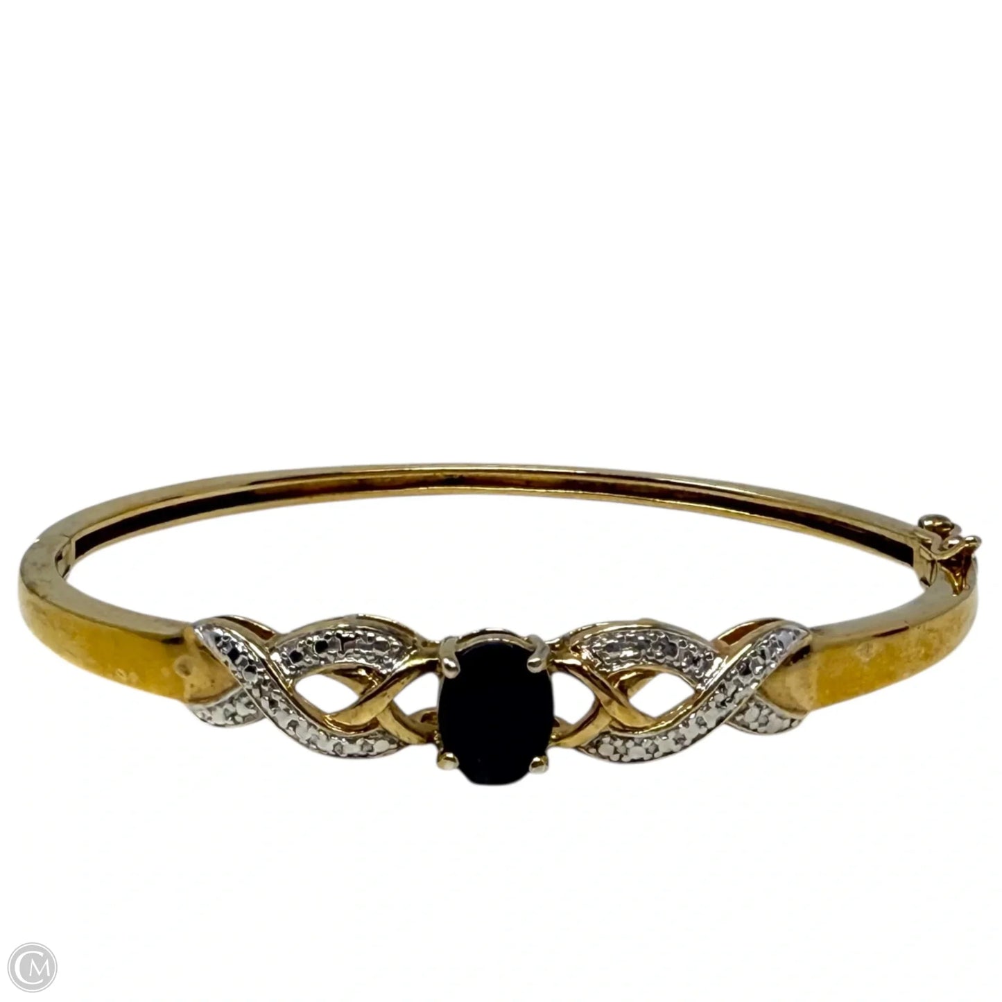 Diamond & Sapphire Vermeil Hinged Bangle Bracelet By Cmc