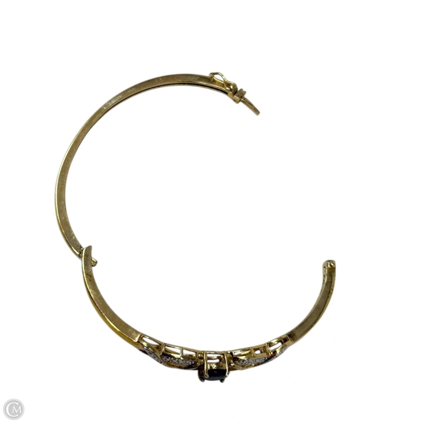 Diamond & Sapphire Vermeil Hinged Bangle Bracelet By Cmc