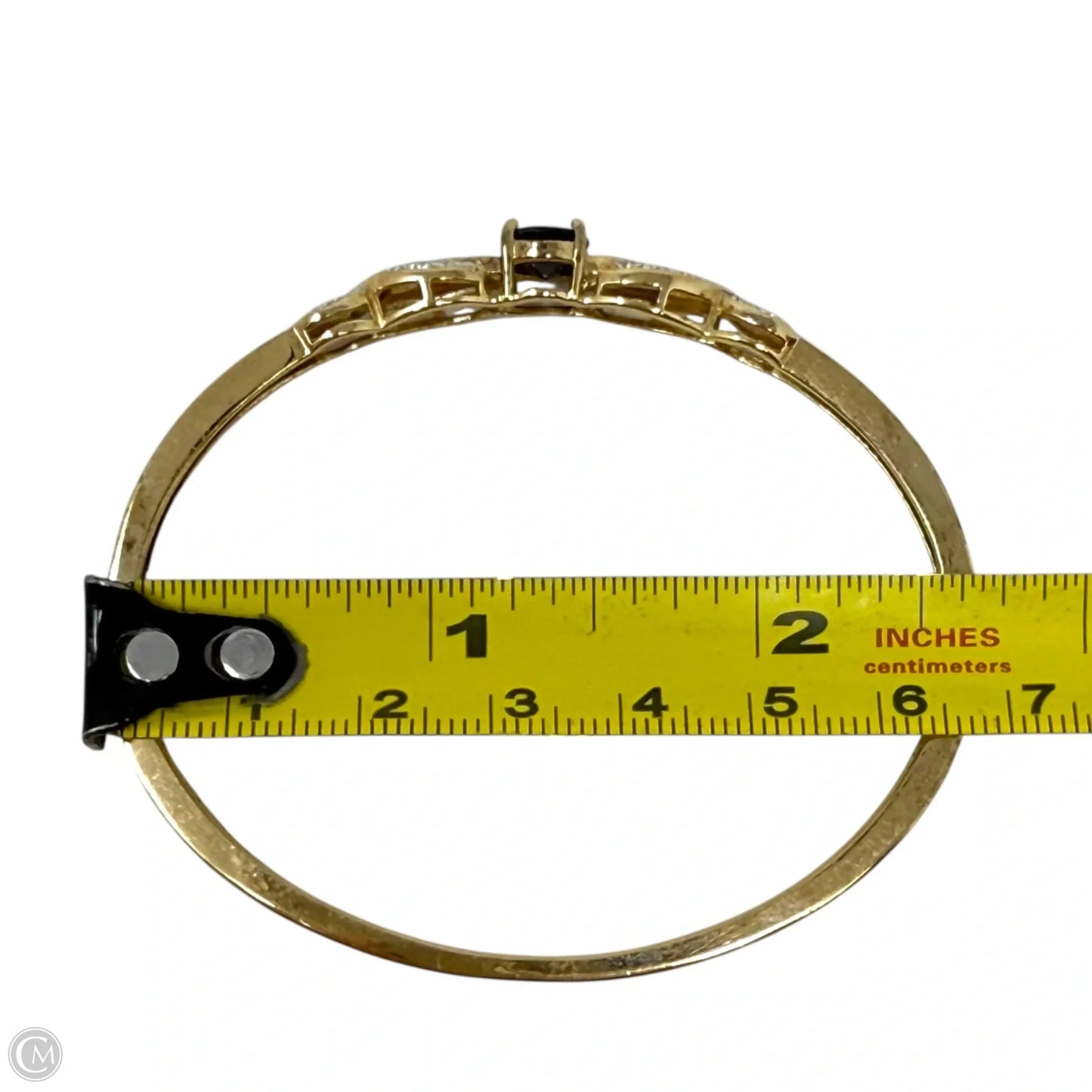 Diamond & Sapphire Vermeil Hinged Bangle Bracelet By Cmc