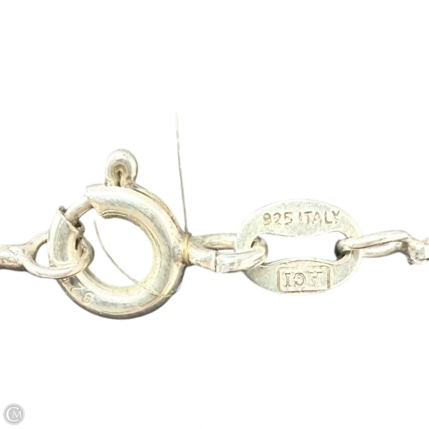 Sterling Silver & Fire Opal Inlay Pendant Necklace By Unbranded