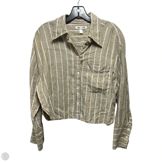 Linen Top Long Sleeve By Banana Republic In Striped Pattern, Size: S