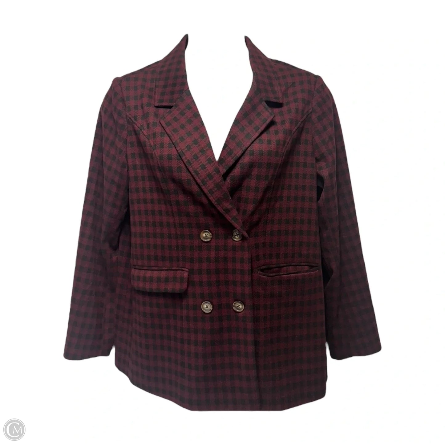 Blazer By Belle By Kim Gravel In Plaid Pattern, Size: M