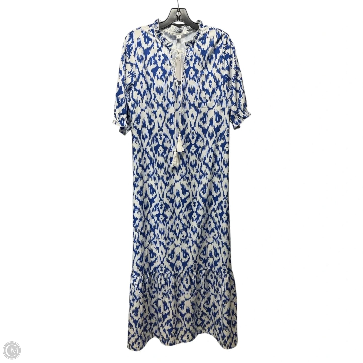 Dress Maxi Unbranded in Blue & White, Size: L