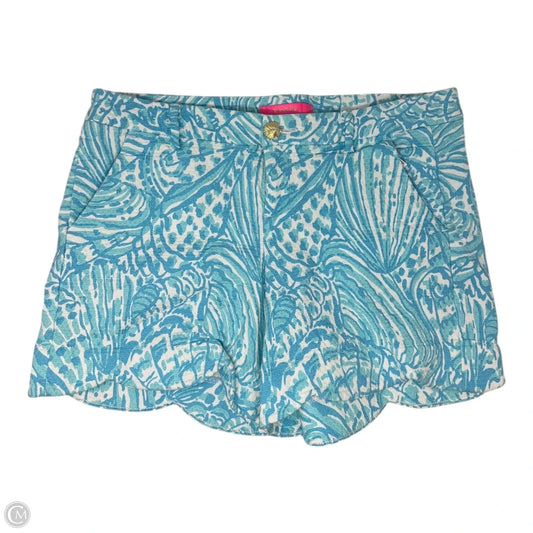 Palmita Stretch Shorts Designer By Lilly Pulitzer In Succulent Blue Sea Cups, Size: 8