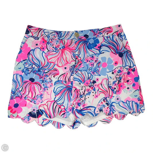 Scallop Hem Skirt Designer By Lilly Pulitzer In Blue & Pink, Size: M