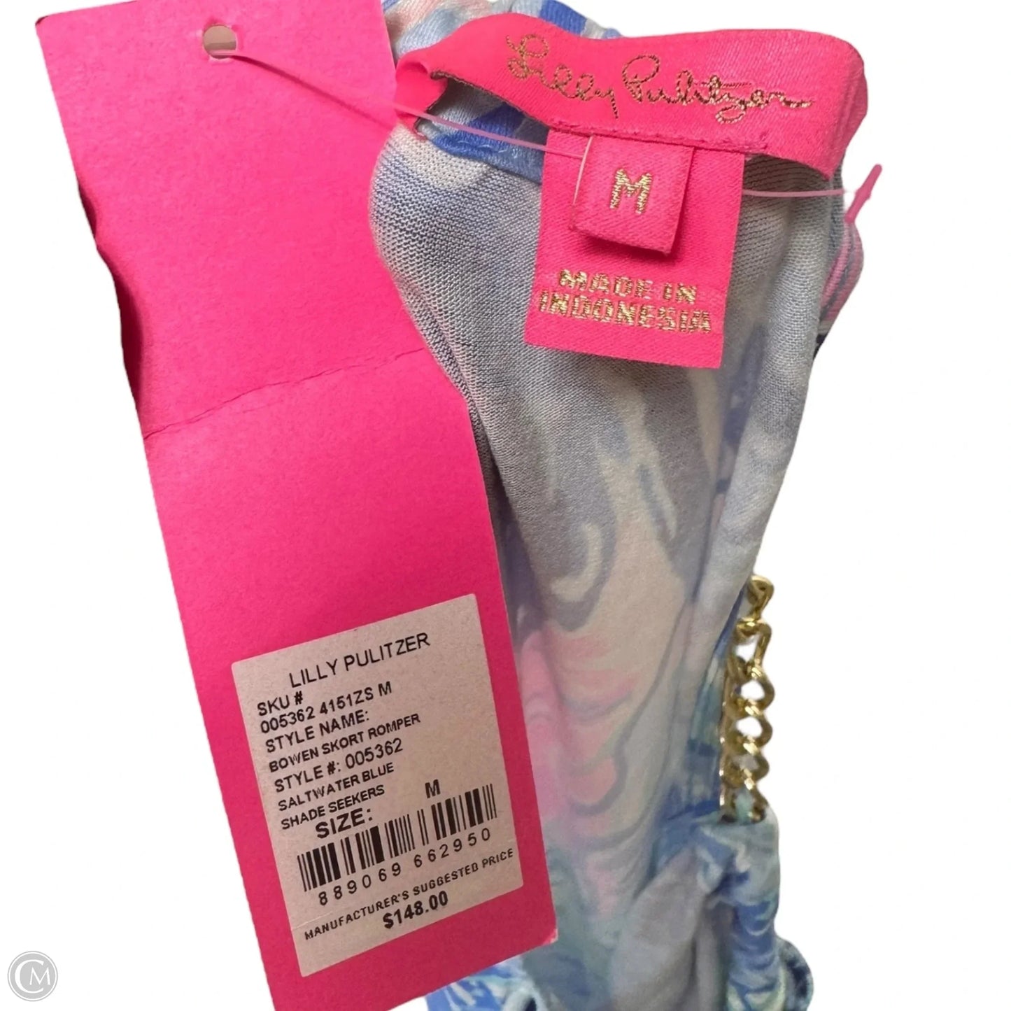 Bowen Skort Romper Designer By Lilly Pulitzer In Blue, Size: M