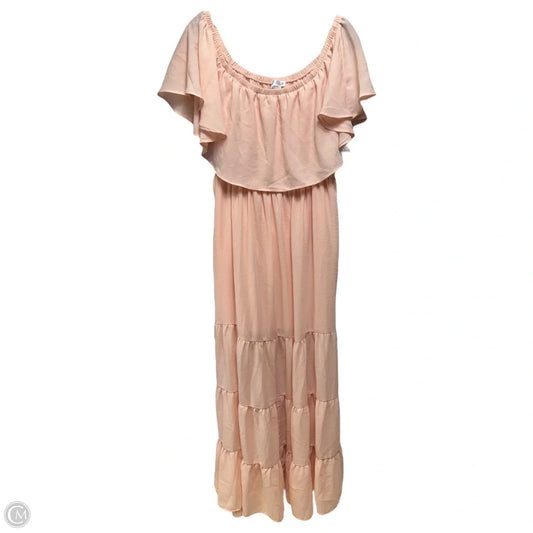 Off Shoulder Tiered Maxi Dress By Venus In Peach, Size: 14