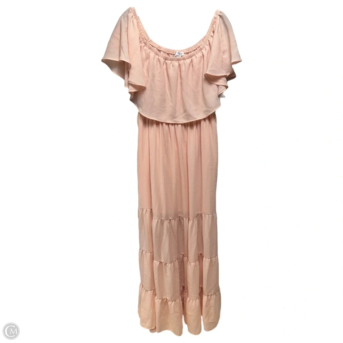 Off Shoulder Tiered Maxi Dress By Venus In Peach, Size: 14