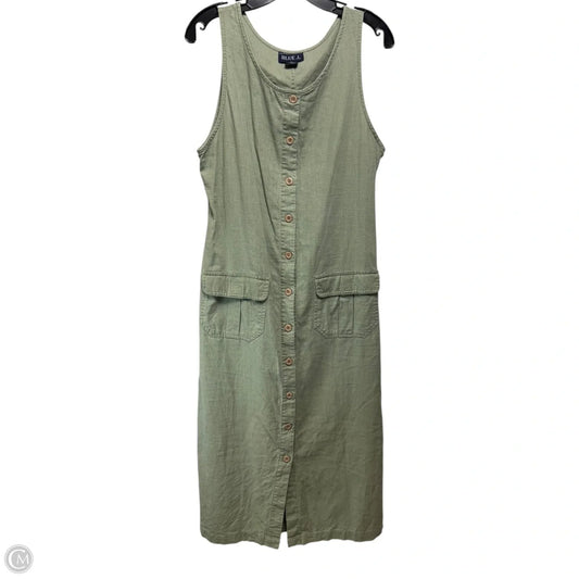 Linen Blend Dress Casual Midi By Blue J In Green, Size: S