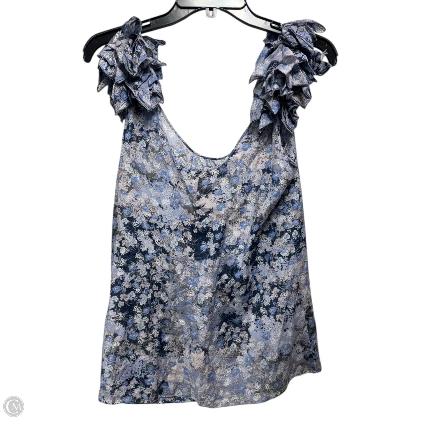 Cotton-silk Blend Top Sleeveless By Banana Republic In Blue, Size: M