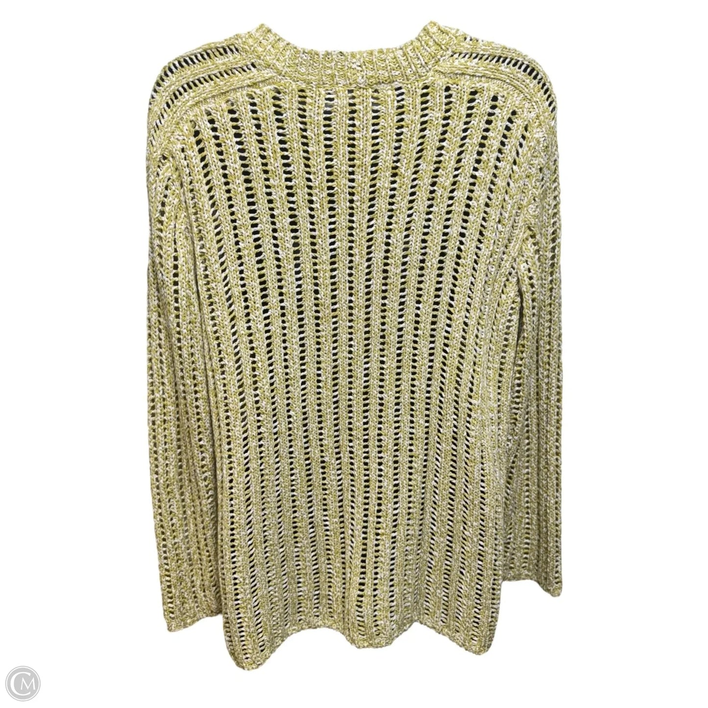 Open Knit Sweater Cardigan Designer By Lafayette 148 In Green, Size: S